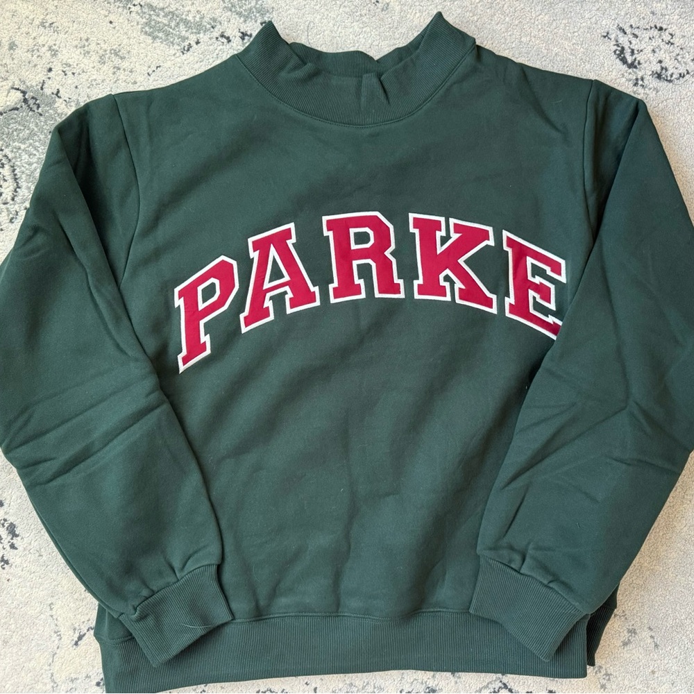PARKE Varsity Mockneck in Forest and Maroon L/XL